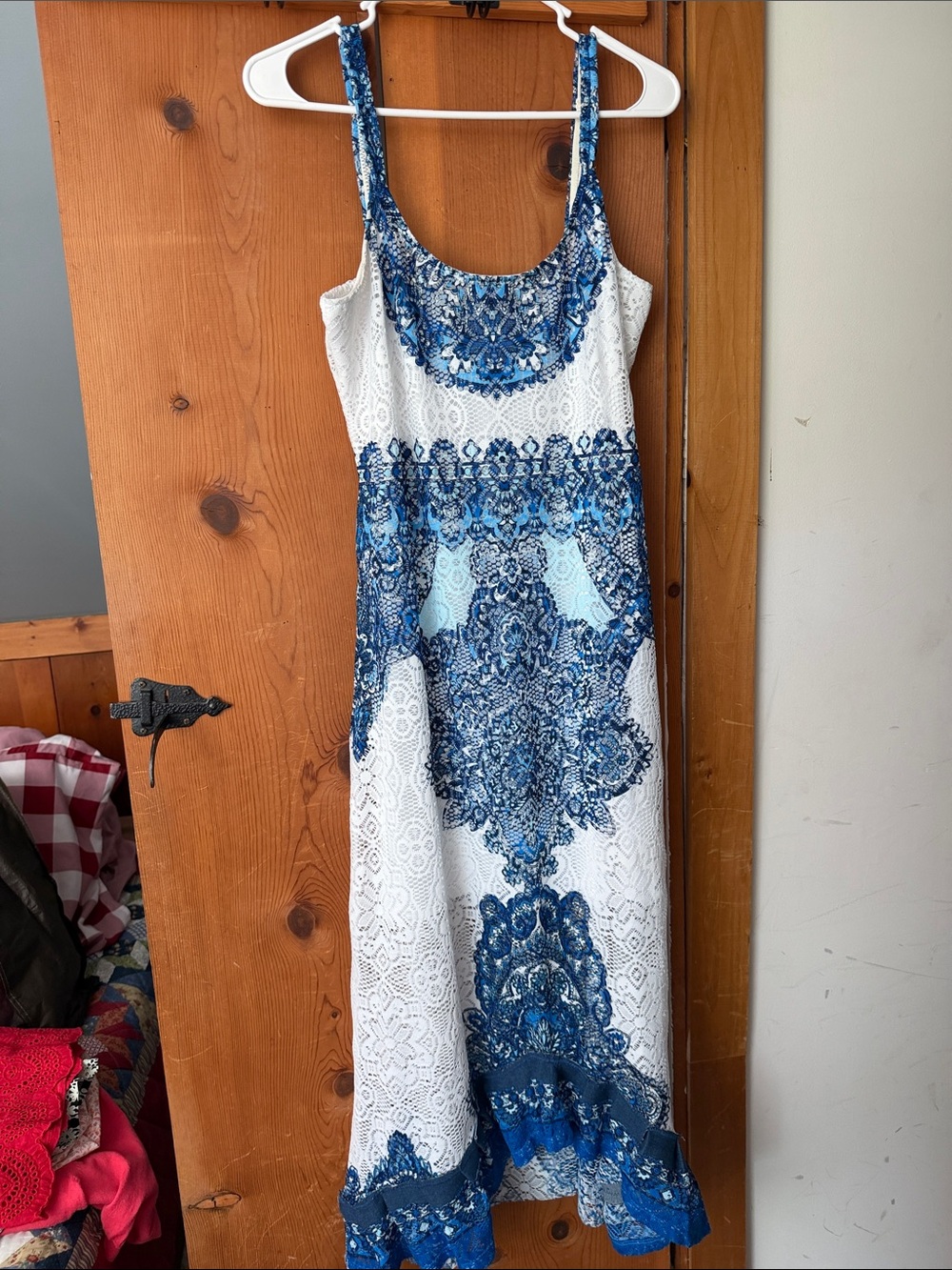 Blue & White Lace Maxi Dress - Sleeveless Summer Dress